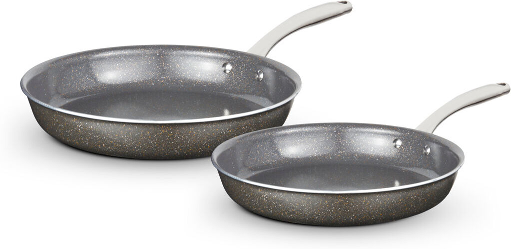 Tower T900202 Cerastone Pro Forged Aluminium 2 Piece Frying Pan Set with Riveted Steel Handles, Non-stick Coating, Graphite Grey