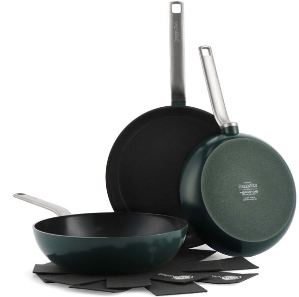 Greenpan Evolution Ceramic Non Stick 3 Piece Cookware Set 24Cm+28Cm Frying Pan + 28Cm Wok Green 5