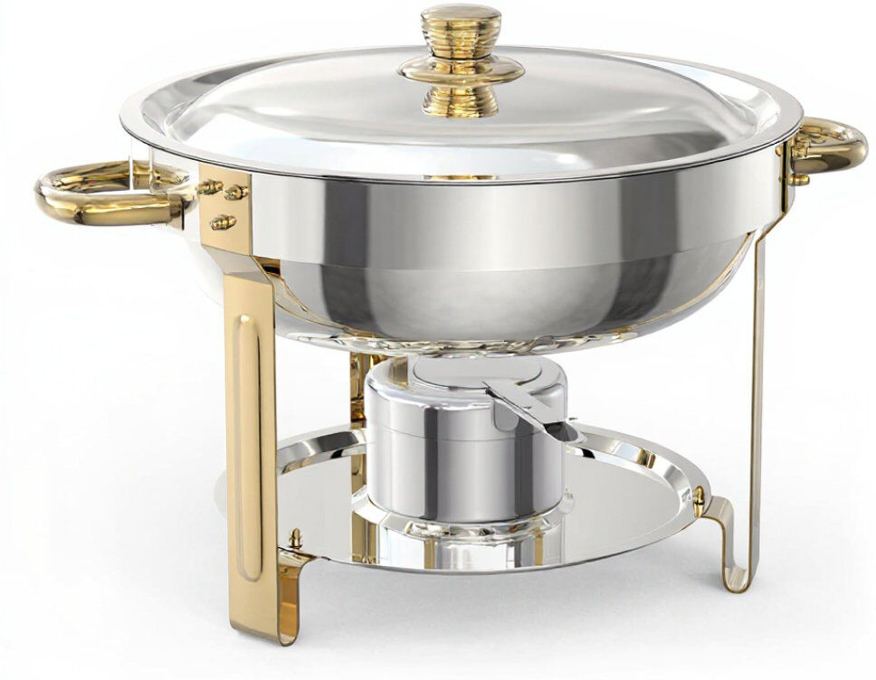 Ophelia & Co. Chafing Dish for Buffet 2 Pack, 5QT Round Chafing Dishes Buffet Set w/Lid Holder, Stainless Steel Chafers and Food Warmers with Spoon and Tweezers for 8.23cm H