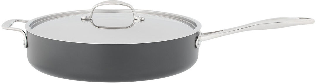 Stellar Hard Anodised, 30cm Non-Stick Sauté Pan with Stainless Steel Lid Black