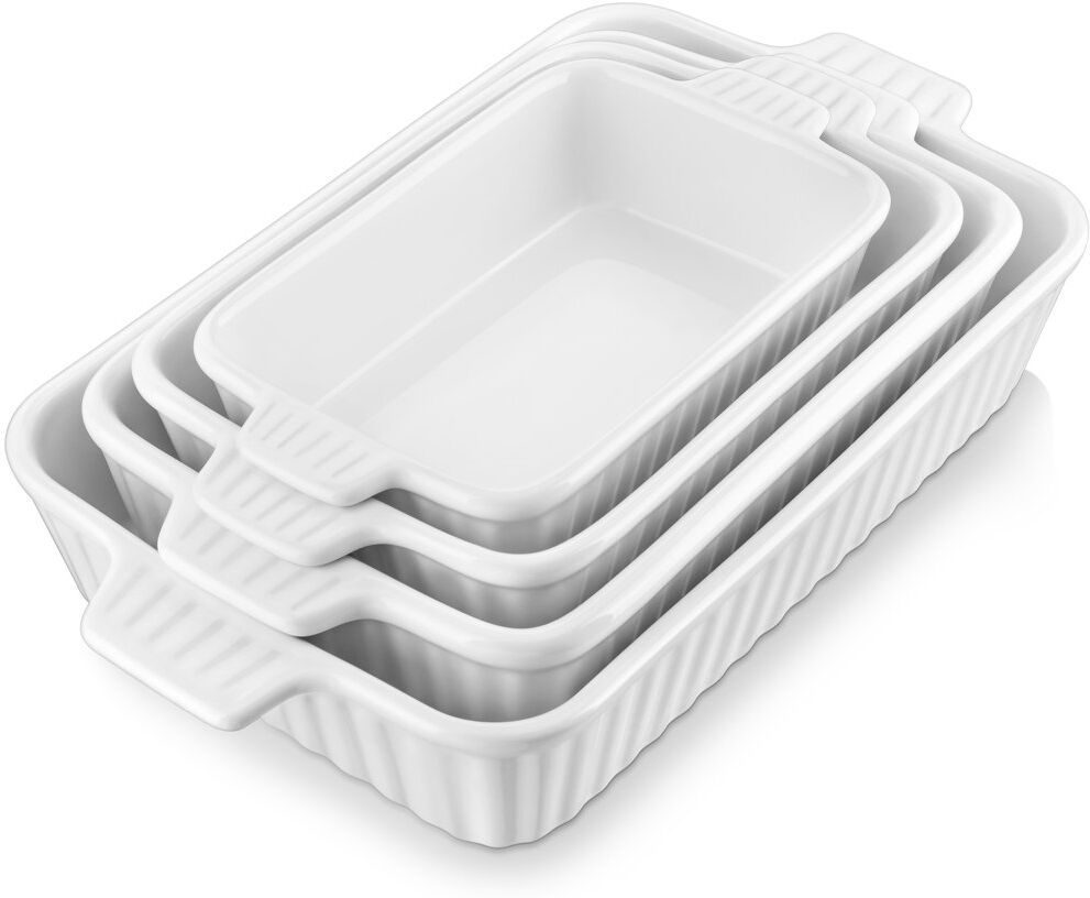 MALACASA 4 Piece Ceramic Bakeware Set White 4