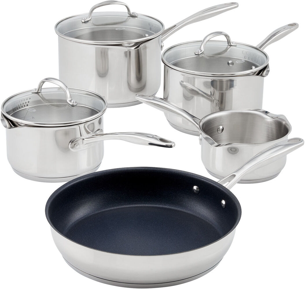 Stellar 7000, 5 Piece Stainless Steel Cookware Set with Draining Lid Silver 5