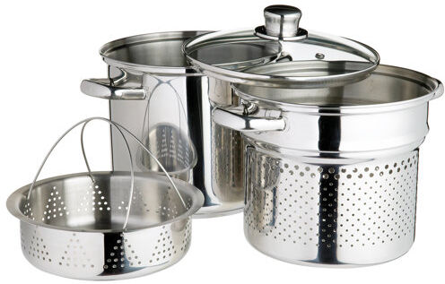 KitchenCraft Italian 4 Piece Pasta Pot with Strainer Inserts and Lid KitchenCraft  - Size: 22cm H X 12cm W X 23cm D KitchenCraft Italian 4 Piece Pasta Pot with Strainer Inserts and Lid KitchenCraft  - Size: 22cm H X 12cm W X 23cm D