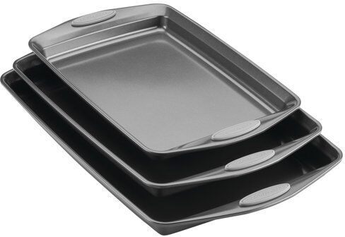 Rachel Ray Non-Stick Bakeware 3 Piece Cookie Pan Set Rachel Ray Colour: Grey 200cm H x 150cm W x 62cm D Rachel Ray Non-Stick Bakeware 3 Piece Cookie Pan Set Rachel Ray Colour: Grey 200cm H x 150cm W x 62cm D