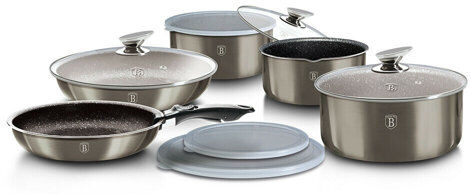 Berlinger Haus 12 Piece Aluminium Non Stick Cookware Set Berlinger Haus Colour: Silver Berlinger Haus 12 Piece Aluminium Non Stick Cookware Set Berlinger Haus Colour: Silver