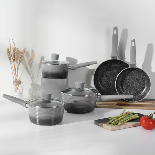 Symple Stuff Cydney 5 Pieces Aluminium Non Stick Cookware Set Symple Stuff 161cm H X 32cm W X 32cm D Symple Stuff Cydney 5 Pieces Aluminium Non Stick Cookware Set Symple Stuff 161cm H X 32cm W X 32cm D