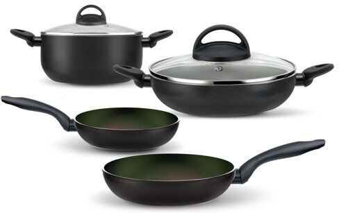 Symple Stuff Spak 6 Pieces Aluminum Non Stick Cookware Set Symple Stuff  - Size: 45cm H x 170cm W x 75cm D Symple Stuff Spak 6 Pieces Aluminum Non Stick Cookware Set Symple Stuff  - Size: 45cm H x 170cm W x 75cm D