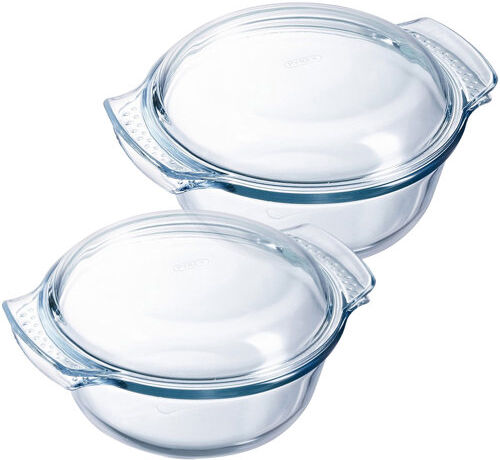 Symple Stuff Mchone 2 Piece Glass Casserole Set with Lids Symple Stuff  - Size: 12cm W X 12cm D Symple Stuff Mchone 2 Piece Glass Casserole Set with Lids Symple Stuff  - Size: 12cm W X 12cm D