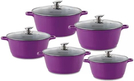 SQ Professional Nea 5 Piece Aluminium Non-Stick Cookware Set SQ Professional Colour: Viola (Purple) 198.1cm H x 83.8cm W x 3.5cm D