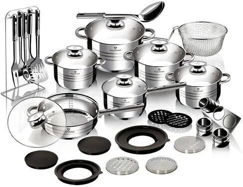 Blaumann 32 Piece Stainless Steel Non Stick Cookware Set Blaumann  - Size: 45cm H X 80cm W X 80cm D Blaumann 32 Piece Stainless Steel Non Stick Cookware Set Blaumann  - Size: 45cm H X 80cm W X 80cm D
