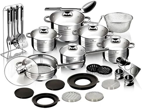 Blaumann 32 Piece Stainless Steel Non Stick Cookware Set Blaumann  - Size: 45cm H X 80cm W X 80cm D