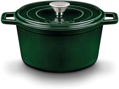 Castey Cast Iron Round Casserole Castey Colour: Dark Green, Width: 22cm  - Size: Mini (Under 3 Quarts) Castey Cast Iron Round Casserole Castey Colour: Dark Green, Width: 22cm  - Size: Mini (Under 3 Quarts)