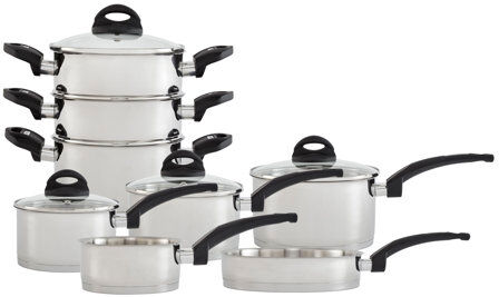 Tower Morphy Richards 12 Piece Stainless Steel Cookware Set Tower  - Size: Rectangle 160 x 230cm Tower Morphy Richards 12 Piece Stainless Steel Cookware Set Tower  - Size: Rectangle 160 x 230cm