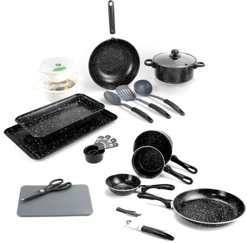 Wayfair Basics™ 21 Pieces Carbon Steel Non Stick Cookware Set Wayfair Basics™ Single (2'6) Wayfair Basics™ 21 Pieces Carbon Steel Non Stick Cookware Set Wayfair Basics™ Single (2'6)