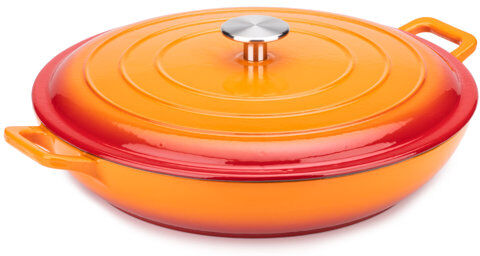 Symple Stuff Clothilde Dutch Induction Cast Iron Round Casserole Symple Stuff Colour: Orange, Capacity: 3.4L  - Size: 52cm H X 165cm W X 45cm D Symple Stuff Clothilde Dutch Induction Cast Iron Round Casserole Symple Stuff Colour: Orange, Capacity: 3.4L  - Size: 52cm H X 165cm W X 45cm D