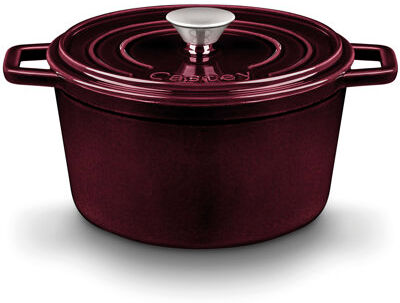Castey Cast Iron Round Casserole Castey Colour: Burgundy, Width: 22cm  - Size: Mini (Under 3 Quarts) Castey Cast Iron Round Casserole Castey Colour: Burgundy, Width: 22cm  - Size: Mini (Under 3 Quarts)