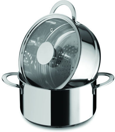 Mepra Gourmet 2 Tier Steamer with Lid Mepra 12cm H X 11cm W X 29cm D Mepra Gourmet 2 Tier Steamer with Lid Mepra 12cm H X 11cm W X 29cm D