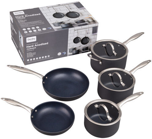 Denby 5 Piece Aluminum Non Stick Cookware Set Denby  - Size: 39cm H X 28cm W X 34cm D Denby 5 Piece Aluminum Non Stick Cookware Set Denby  - Size: 39cm H X 28cm W X 34cm D