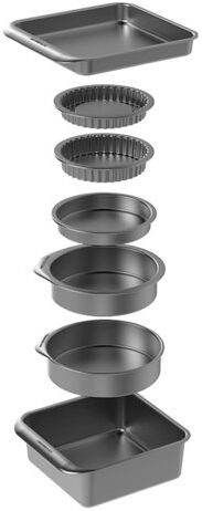 KitchenCraft Non-Stick Masterclass Smart Space Stacking 7 Piece Bakeware Set KitchenCraft  - Size: 15cm H X 28cm W X 22cm D KitchenCraft Non-Stick Masterclass Smart Space Stacking 7 Piece Bakeware Set KitchenCraft  - Size: 15cm H X 28cm W X 22cm D