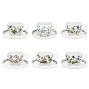 Portmeirion Botanic Garden 6 Piece Teacups & Saucers Set white 7.0 H x 15.0 W cm