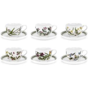 Portmeirion Botanic Garden 6 Piece Teacups & Saucers Set white 7.0 H cm