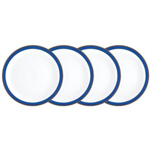 Denby Imperial Blue 4 Piece Dinner Plate Set white
