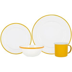 Argon Tableware - White Enamel Dinner Set - 25.5cm yellow