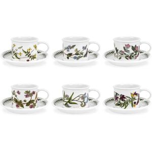 Portmeirion Botanic Garden 6 Piece Teacups & Saucers Set white 200ml