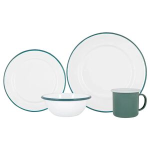 Argon Tableware - White Enamel Dinner Set - 25.5cm green