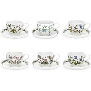 Portmeirion Botanic Garden 6 Piece Teacups & Saucers Set white 7.2 H x 15.6 W cm