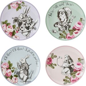 Mikasa and the V&A Alice In Wonderland Bone China Side Plates, Set of 4, 21cm Pink 21cm W X 21cm W