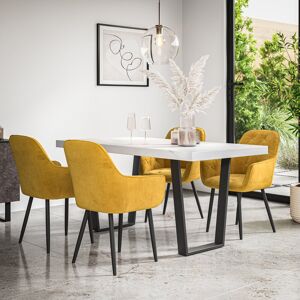 Fairmont Park Ahlina 4 - Person Dining Set White/Black/Mustard 4