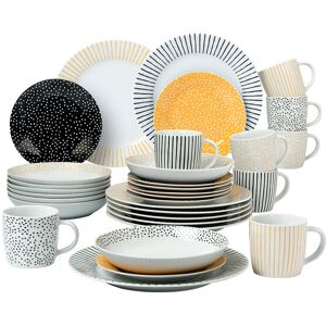 Waterside 40 Piece Porcelain China Dinnerware Set - Service for 8 Black;White;Yellow 40