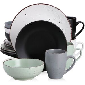 Vancasso MODERTCGW 16 Piece Dinnerware Set, Service for 4 Mint/Grey 16