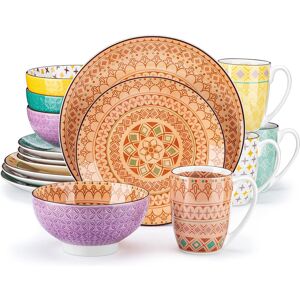 Vancasso Tulip 16 Piece Dinnerware Set, Service for 4 White;Yellow;Pink 16