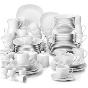 MALACASA Elisa Series, 100-Piece Ivory White Porcelain China Dinnerware Set, Service For 12 Ivy White 100 MALACASA Elisa Series, 100-Piece Ivory White Porcelain China Dinnerware Set, Service For 12 Ivy White 100