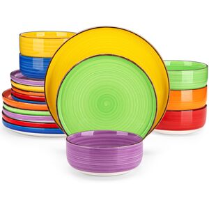 Vancasso 18 Pieces Stoneware Dishes Set for 6 Purple/Green/Yellow 18 Vancasso 18 Pieces Stoneware Dishes Set for 6 Purple/Green/Yellow 18
