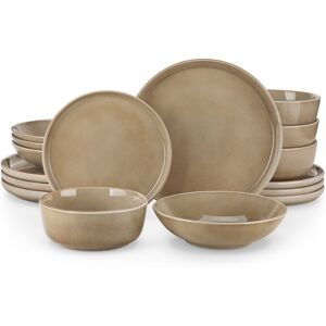 Vancasso 16 Piece Stoneware Dinnerware Set - Service for 4 Brown 16 Vancasso 16 Piece Stoneware Dinnerware Set - Service for 4 Brown 16