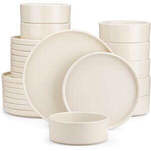 Vancasso Stoneware Dinnerware - Set of 24 Cream White 24 Vancasso Stoneware Dinnerware - Set of 24 Cream White 24