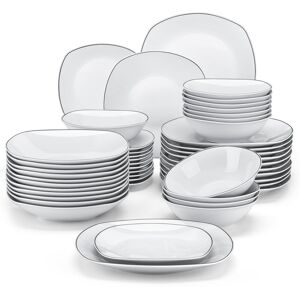 MALACASA 48 Piece Porcelain China Dinnerware Set - Service for 12 Black;White 48 MALACASA 48 Piece Porcelain China Dinnerware Set - Service for 12 Black;White 48