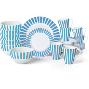 Waterside 24pc Split Stripe Porcelain Dinner Set Blue 24 Waterside 24pc Split Stripe Porcelain Dinner Set Blue 24