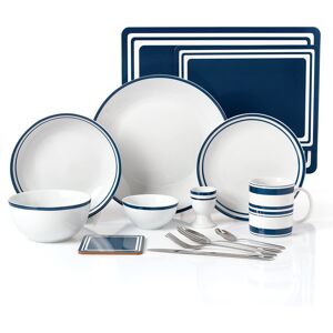 Waterside 80pc Blue Bistro Dinner Set Blue;White 80 Waterside 80pc Blue Bistro Dinner Set Blue;White 80