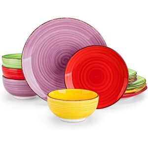 Vancasso 12 Piece Stoneware Dinnerware Set, Service for 4 Purple/Red/Yellow 12 Vancasso 12 Piece Stoneware Dinnerware Set, Service for 4 Purple/Red/Yellow 12