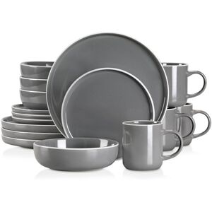 Vancasso 16 Piece Dinnerware Set, Service for 4 Dark Grey 16 Vancasso 16 Piece Dinnerware Set, Service for 4 Dark Grey 16