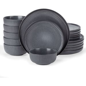 Latitude Run 18-Piece Stoneware Dinnerware Set - Service For 6 Matte Grey 18 Latitude Run 18-Piece Stoneware Dinnerware Set - Service For 6 Matte Grey 18
