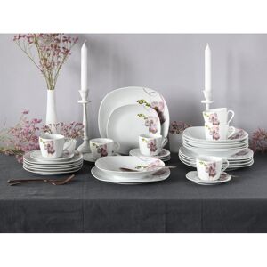 Creatable Square Orchid, 30 piece dinnerware set made of porcelain White;Pink;Grey 30 Creatable Square Orchid, 30 piece dinnerware set made of porcelain White;Pink;Grey 30