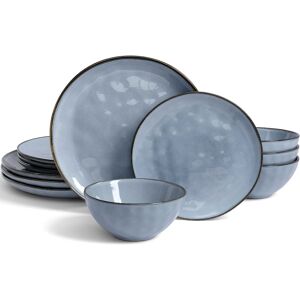 Latitude Run 12 Piece Stoneware Dinnerware Set - Service for 4 Blue 12 Latitude Run 12 Piece Stoneware Dinnerware Set - Service for 4 Blue 12