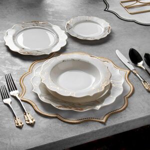 Mercer41 Fairfield 24 Piece Dinnerware Set, Service for 6 Gold And White 24 Mercer41 Fairfield 24 Piece Dinnerware Set, Service for 6 Gold And White 24
