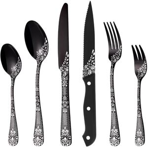 Ivy Bronx 6 Person Cutlery Set Black 36 Ivy Bronx 6 Person Cutlery Set Black 36