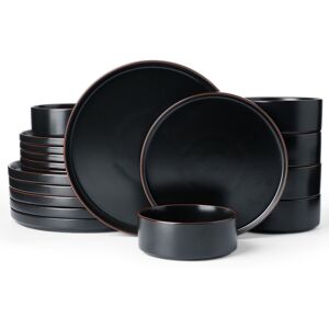 Latitude Run 18-Piece Stoneware Dinnerware Set - Service For 6 Matte Black 18 Latitude Run 18-Piece Stoneware Dinnerware Set - Service For 6 Matte Black 18